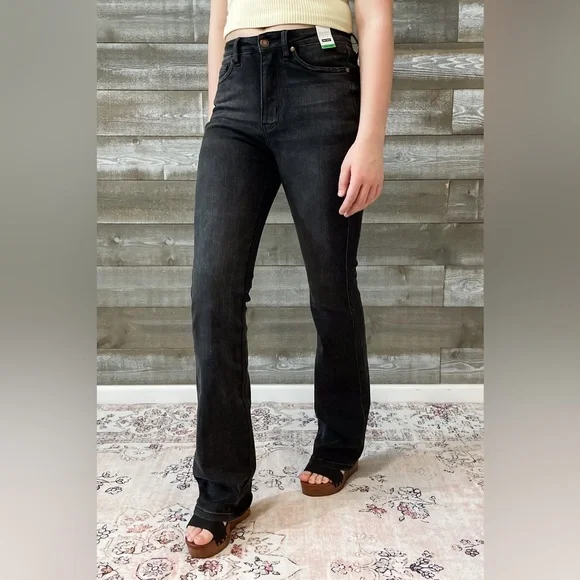 judy blue high waist tummy control top bootcut black wash jeans